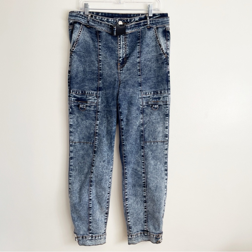 Fashion to Figure high rise belted cargo jeans utility carpenter work wear army - Picture 3 of 15